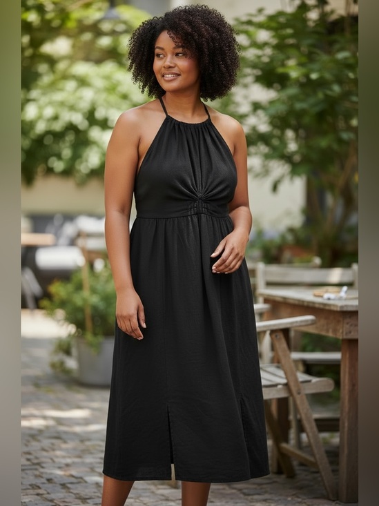 Ava & Viv Dresses & Skirts - Ava & Viv Black Sleeveless Maxi Dress with Front Twist